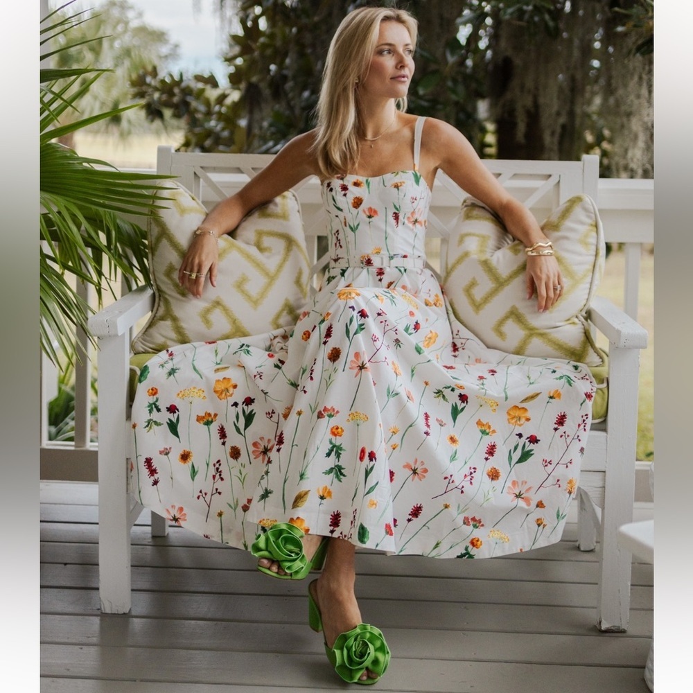 Antonio Melani Style by Simkins Maybry Floral Print Poplin Sweetheart Dress NWT